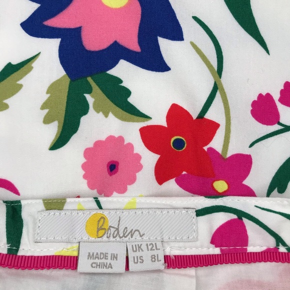 Boden White Printed Side Pockets A-Line Women’s Skirt - 8 - Picture 9 of 15